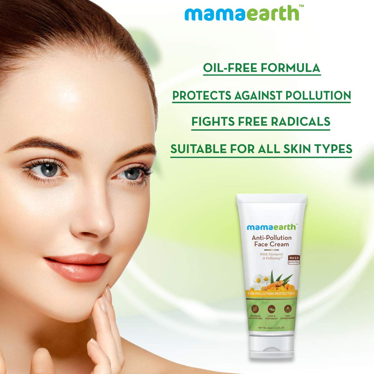 Mamaearth Anti-Pollution Daily Face Cream for Dry & Oily Skin with Turmeric & Pollustop® For a Bright Glowing Skin 80ml