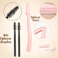 HUDA GIRL Dual Color 2in1 Hairline Powder & Eyebrow Filler for Women, Instant Hair Touch Up & Eyebrow Shaper Kit including Brow Stick Black & Brown with Razor, 2pcs Brush & 3 Brow Stencils