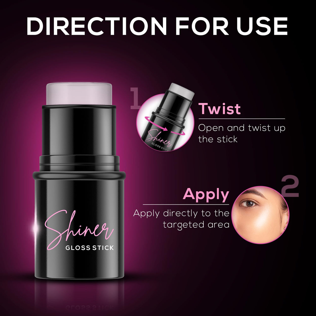 RENEE Shiner Face Gloss Stick | Gives Instant Glossy Shine | Hydrates & Moisturizes | Non-Sticky | Lightweight Formula | Offers Soft Skin | Enriched with Vitamin E, Sunflower Seed & Coconut Oil | 5gm