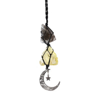 BOHO GARDEN Hanging Car Charm - Smoky Quartz & Citrine - Dangling Moon, Healing Crystal Accessories, Rearview Mirror Decorations ÐGrounding, Cleansing, Protection, Joy, Abundance, Clarity, Energy Smoky Quartz-citrine