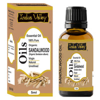 Indus Valley 100% Pure Natural & Organic, Undiluted Sandalwood (Chandan) Essential Oil for Skin, Hair Care - 5 ml