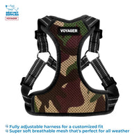 Best Pet Supplies Voyager Adjustable Dog Harness Leash Set with Reflective Stripes for Walking Heavy-Duty Full Body No Pull Vest with Leash D-Ring, Breathable All-Weather - Army/Black Trim, M
