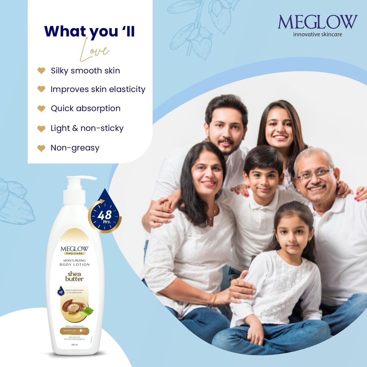 Meglow Combo of Aloe Vera Moisturizing Cold Cream Moisturizer Cream with SPF 15 Protection & Shea Butter - Body Lotion Best Moisturizer for dry skin