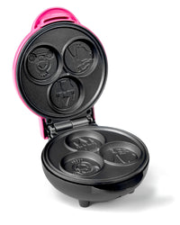 Nostalgia MyMini Princess Icons Shape Electric Waffle Maker, 5-Inch Non-Stick Griddle for Waffles, Hash Browns, Eggs, and More, Pink