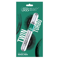 Beauty Berry Twin Turbo Volumizing and Lengthening Mascara – Black, 15ml | Long Lasting, Lightweight, Quick Drying, Smudge Proof & Waterproof | 2-in-1 Mascara for Women