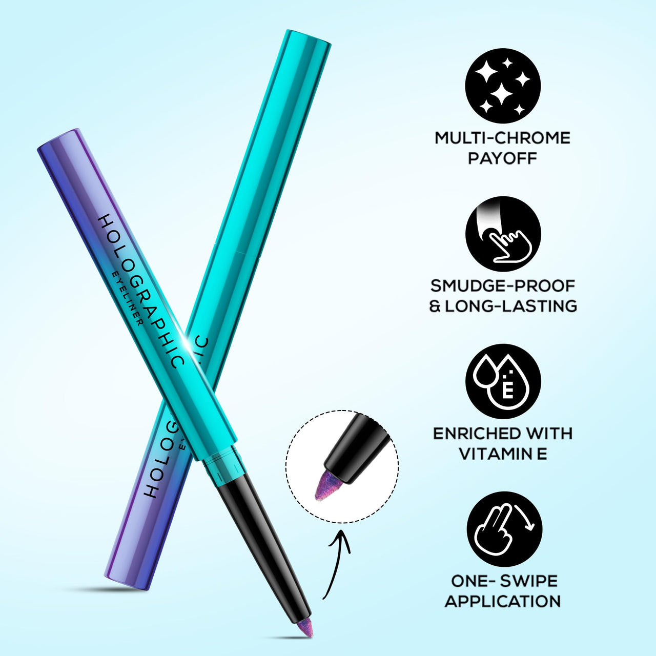 RENEE Holographic Eyeliner, Smudge-proof & Long-lasting, Easy Glide & Quick-drying Formula With Monochrome Effect, Intense Color Pay-off, Infused With Vitamin E, 01 Earth