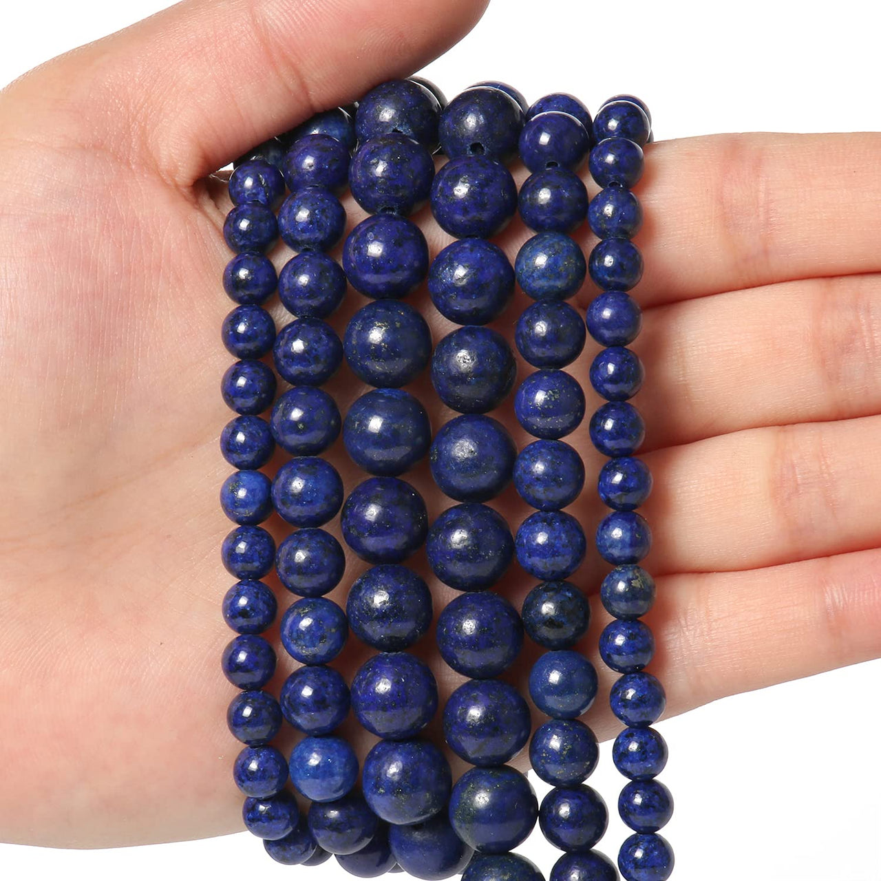 45pcs 8mm Natural Stone Beads Lapis Lazuli Beads Energy Crystal Healing Power Gemstone for Jewelry Making, DIY Bracelet Necklace