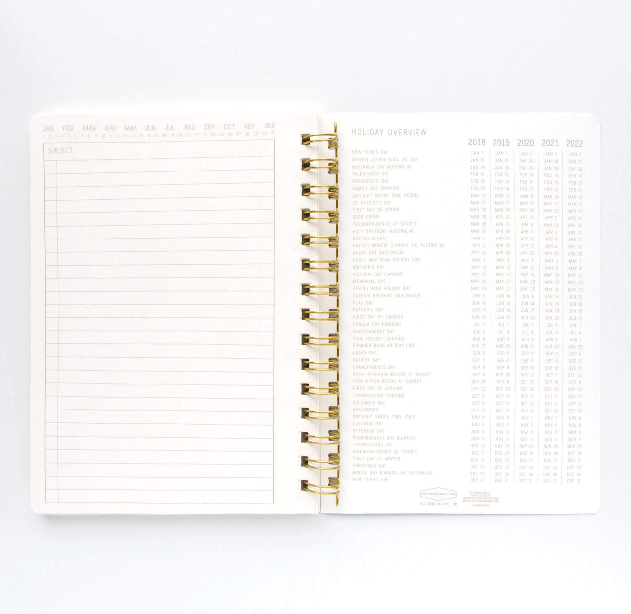 DesignWorks Ink A5 6" x 8.25" Speckled Ivory White Textured Paper Notebook Journal with Gold Accents, Lined Pages, and Durable Spiral Binding for Work, Writing, Journaling