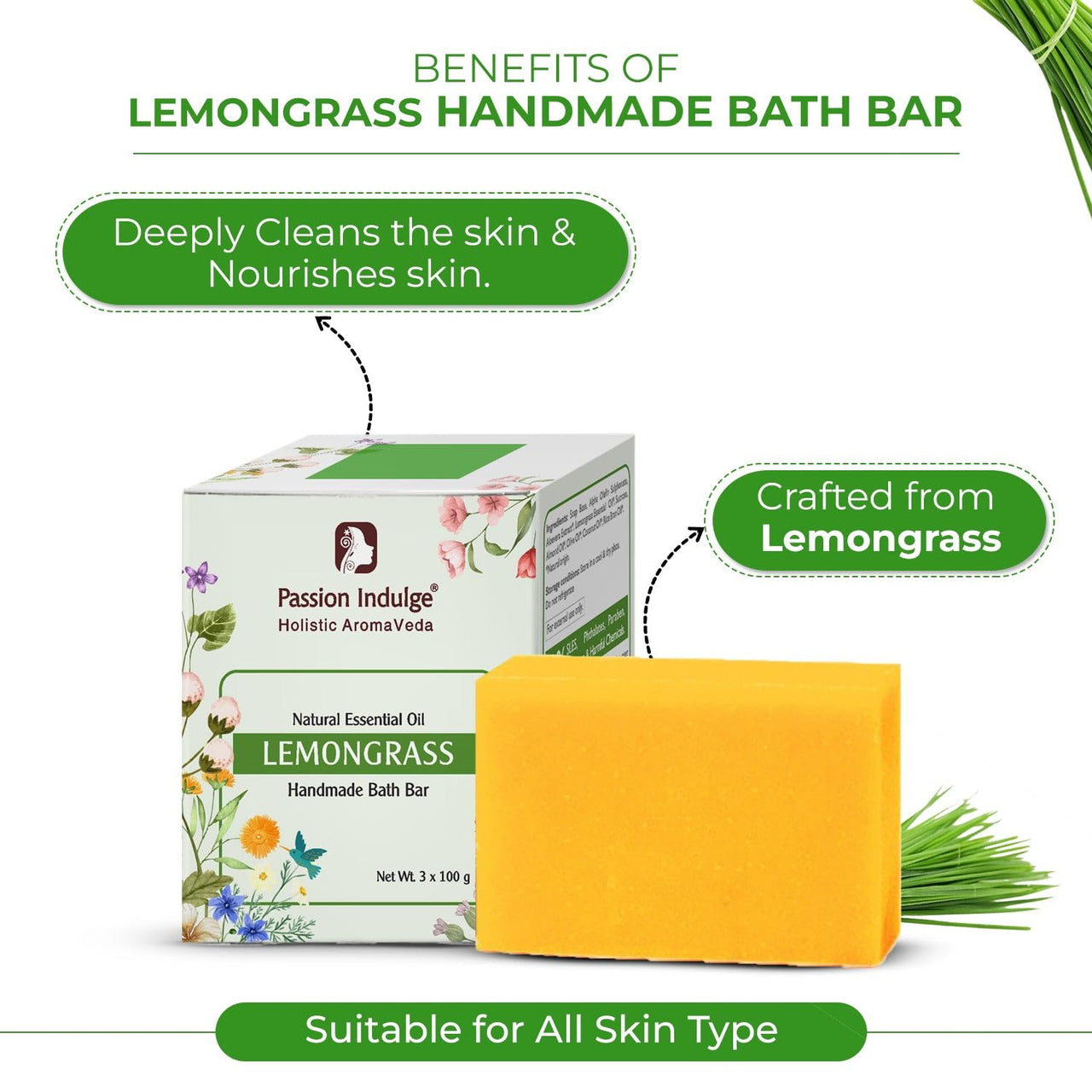 Passion Indulge Papaya Handmade Bath Soap PACK OF 3 (Each 100 gm) | Deep Cleansing Soap For All Type Skin