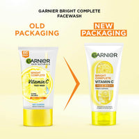 Garnier Skin Naturals Bright Complete Vitamin C Face Wash - Vitamin C Face Wash For Brighter and Glowing Skin - Daily Cleanser Suitable For all Skin Types, 150g