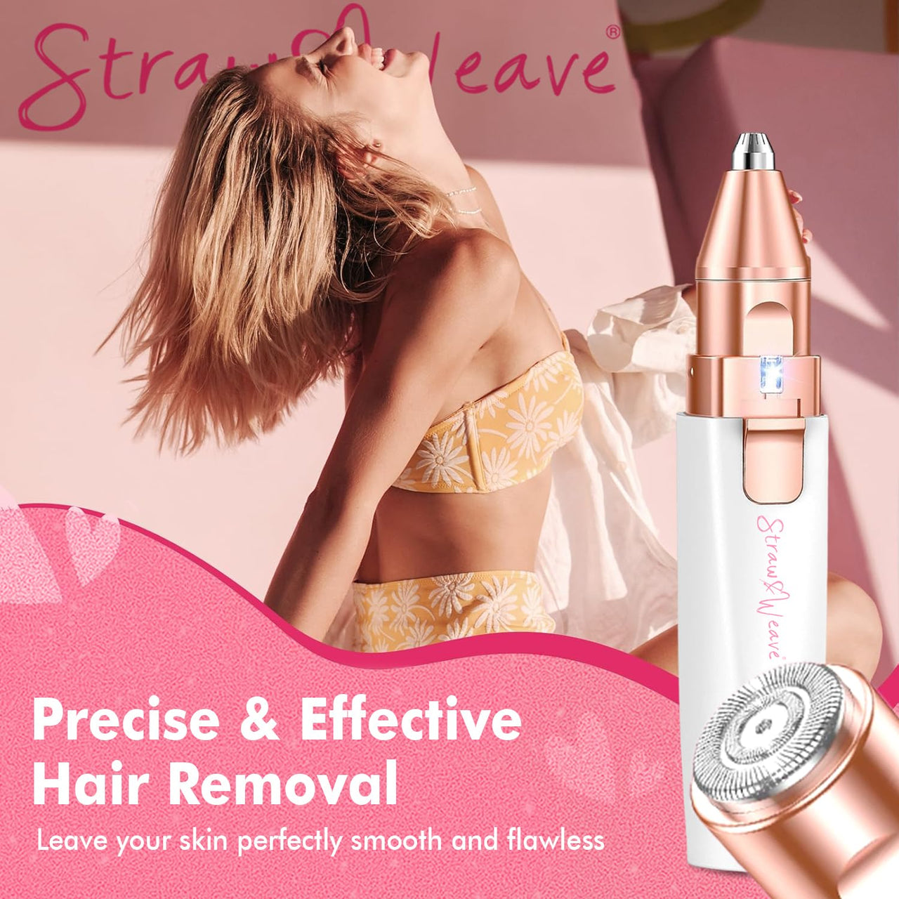 Facial Hair Removal Machine | Eyebrow Trimmer & Epilator | Trimmer For Women Private Part | 2 In 1 Trimmer 400 mAh Battery 1 Year Warranty | Painless Hair Removal Machine | Nose Hairs Remover