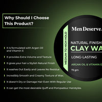 Men Deserve Natural Finish Hair Clay Wax (75gm)