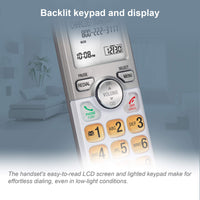 AT&T EL51103 - DECT 6.0 Cordless Home Phone. Full-Duplex Handset Speakerphone, Backlit Display, Lighted Keypad, Caller ID/Call Waiting, Phonebook, Eco Mode, Voicemail Key, Quiet Mode. 1 Handset