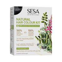 SESA 4 Step Natural Hair Colour Kit - For HIGH GREY% - 100% Organic & Ayurvedic - NO Ammonia, PPD, Peroxide, 200gm + 40ml