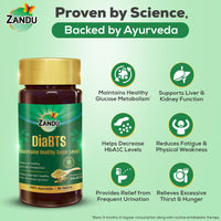 Zandu DiaBTS Tablets|Clinically Proven for results in 3 months| Safe, Natural & 100% Ayurvedic | Helps maintain Healthy Glucose Metabolism |Salacia for Healthy Sugar Management | 90 Tablets