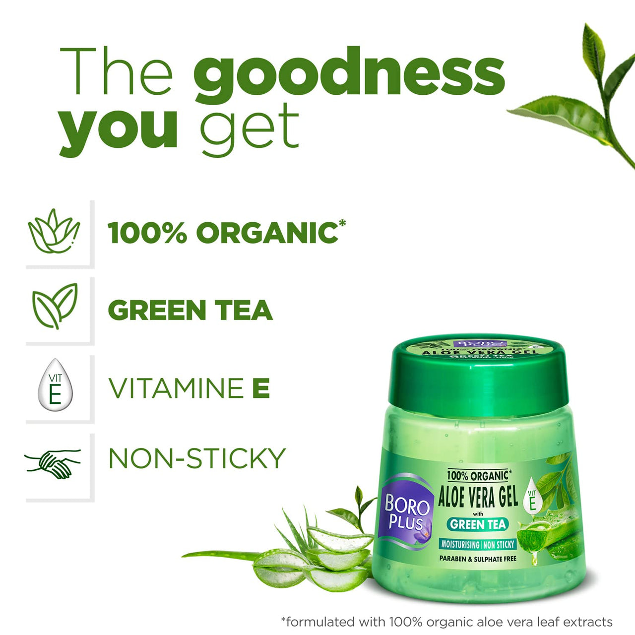 BoroPlus Aloe Vera Gel Green Tea, 200ml Jar + Antiseptic Cream, 120ml