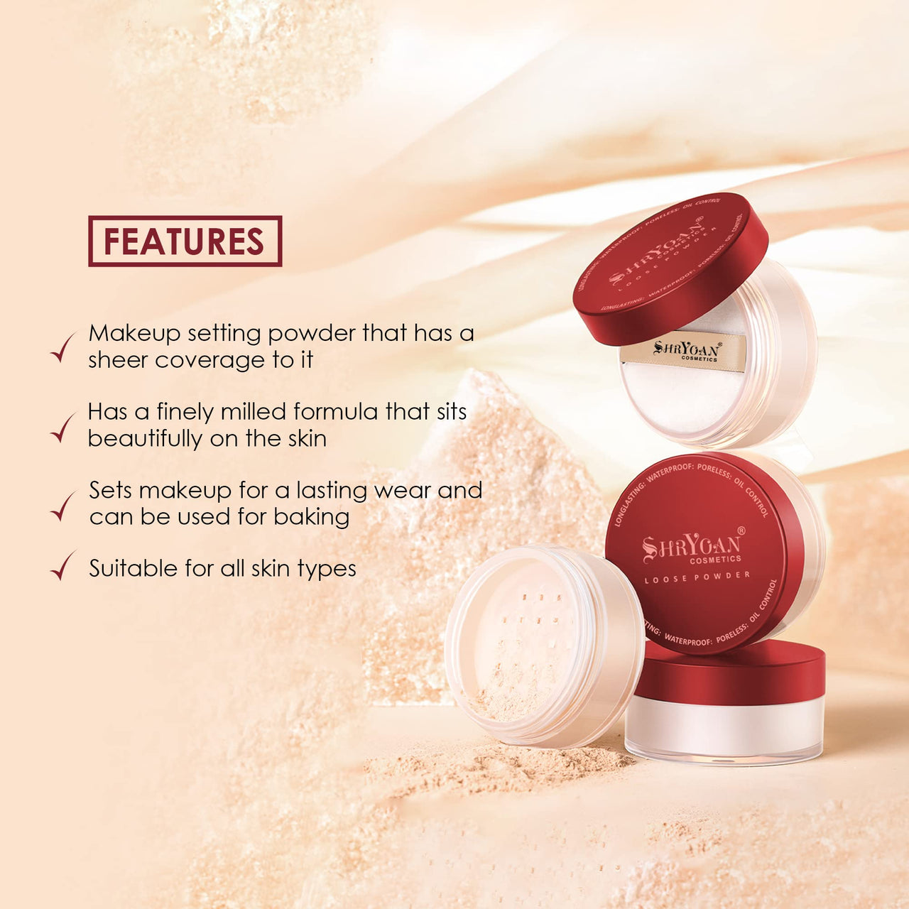 Shryoan Loose Highlighting Complexion Powder| Light Weight With Silky Feel & Easy to Use Suits All Skin Types (10g) (Shade-05)