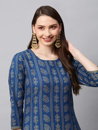 GoSriKi Women's  Cotton Blend Printed Straight Kurta