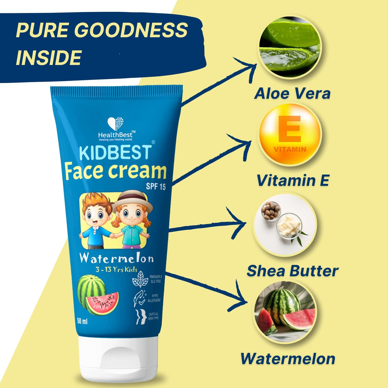 HealthBest Kidbest Face Cream for 3-13 Years Kids | Each 50ml (Pack of 2)