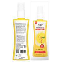 WOW Skin Science Sunscreen Spray | For All Skin Types| SPF 50 PA++++ | Brightens Skin | With Aloe Vera & Vitamin C| Lightweight | Quick Absorbing | UVA & UVB Protection | 100mL