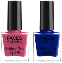 FACESCANADA Ultime Pro Splash Glossy Finish Nail Enamel-Pink Punch 130 (8Ml) & Faces Canada Ultime Pro Splash Nail Enamel Finish-Ocean 150 (8Ml)