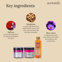 Auravedic Kumkumadi tailam,Gel and Kumkumadi face cream 100 ml 100g 100 g pack of 3 face oil for glowing skin