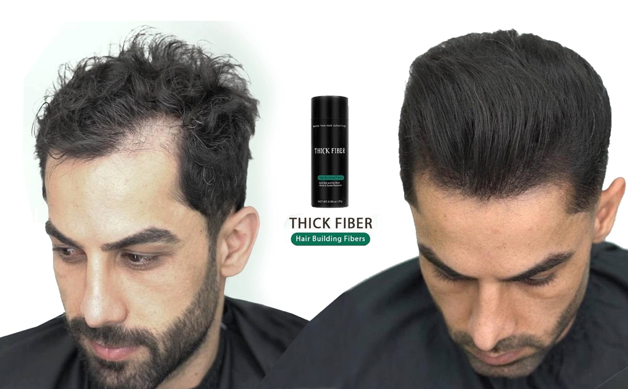 Thick Fiber - Hair Building Fibers (Black)- Hair Fibers For Thin & Fine Hair -Hair Thickening Fibers for Men & Women (25 g (Pack of 1))