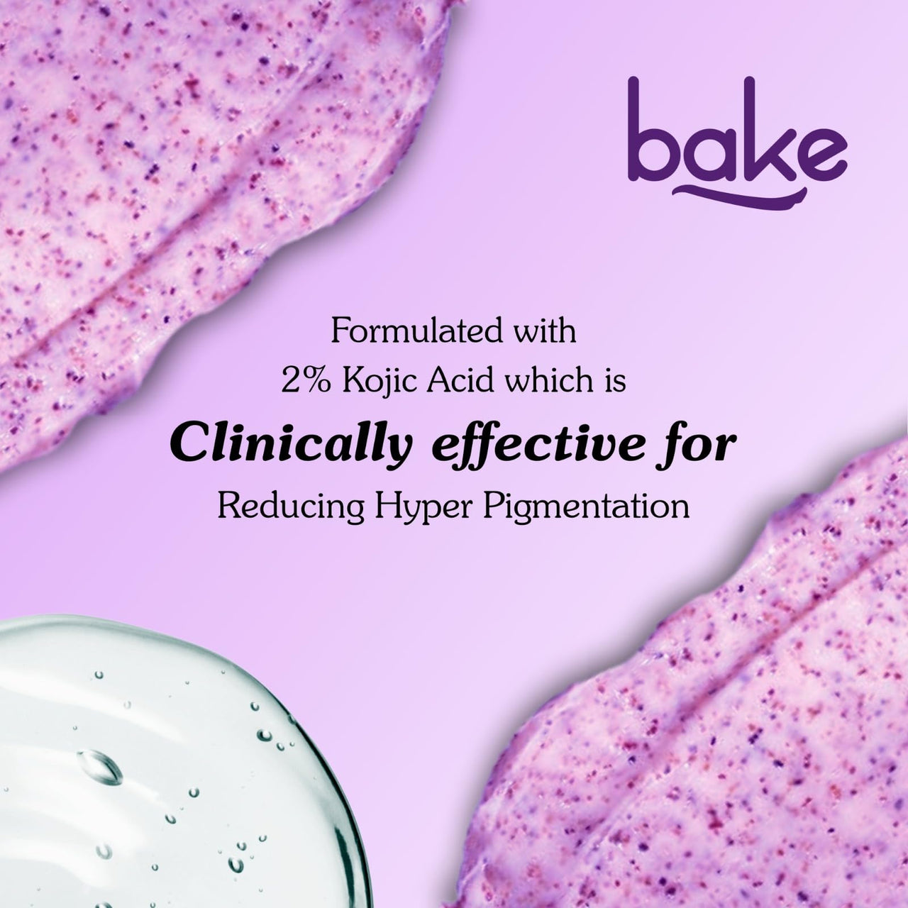 BAKE 2% Kojic Acid Lavender Smoothie Body Scrub for Women & Men | Skin Brightening, Treats Hyperpigmentation & Tan Removal | Shea Butter, Walnut Granules, Jojoba Oil | 150g