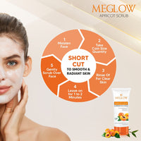 Meglow Skincare Combo Pack of 4- Women's Face Cream (50g) with Vitamin E and Natural Extracts | Instant Glow Face Wash (70g) | Apricot Scrub (70g) with Wallnut Shell Beads| Lip Shiner (15g) For Moisturized Lips | Paraben Free | For Glowing Skin