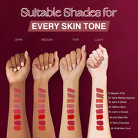 Nourish Mantra Muted Magic Matte Liquid lipstick combo with SPF 15 Set of 4(1.2ml Each) | Mini Lipsticks| nudeshade lip stick | brown lipsticks | Water Proof | Smudge Proof | transfer Proof | Long Lasting| Suits all skin tones