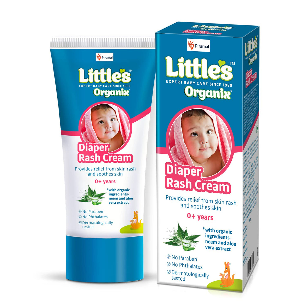 Little's Organix Diaper Rash Cream (50 g - Tube with Monocarton), with Organic Ingredients (Aloe Vera and Neem extract),White