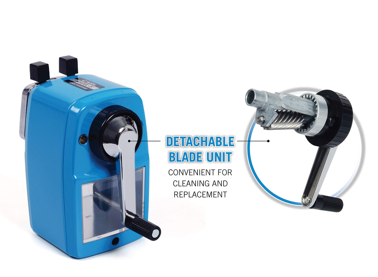 Carl Angel-5 Manual Pencil Sharpener with Metal Table Mount. Quiet for The Classroom, Home & Office, Black (CUI19018)
