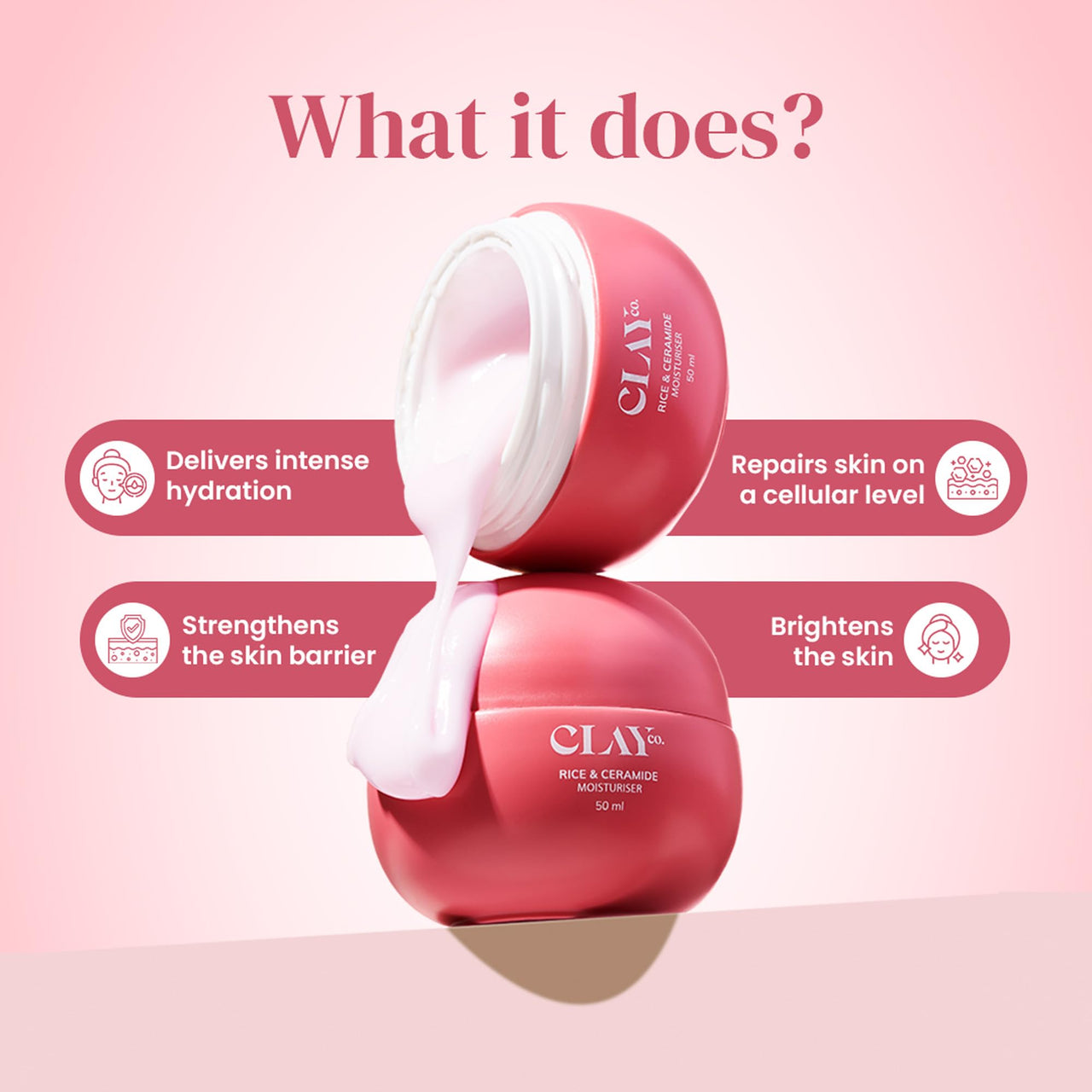 Clayco. Rice & Ceramide Moisturizer | Intense Hydration, Skin Barrier Repair & Brightening | Lightweight & Fast-Absorbing | With Exosomes, Rice Extracts, Ceramides & Vitamin B12 | 50ml