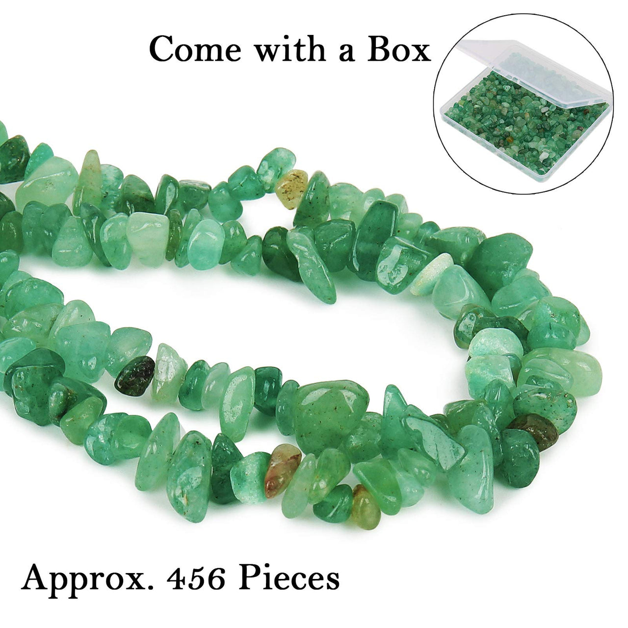 456 PCs Natural Chip Stone Beads, 5-8mm Irregular Multicolor Gemstones Loose Crystal Healing Green Aventurine Rocks with Hole for Jewelry Making DIY Crafts