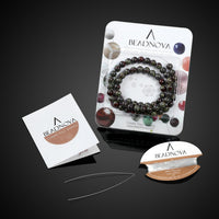 BEADNOVA Natural Dragon Blood Jasper Beads Natural Crystal Beads Stone Gemstone Round Loose Energy Healing Beads with Free Crystal Stretch Cord for Jewelry Making (6mm, 62-64pcs) 6mm