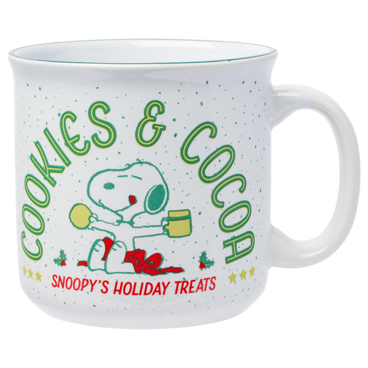 Silver Buffalo Peanuts Snoopy Cookies And Cocoa Ceramic Camper Mug, 20 ounces