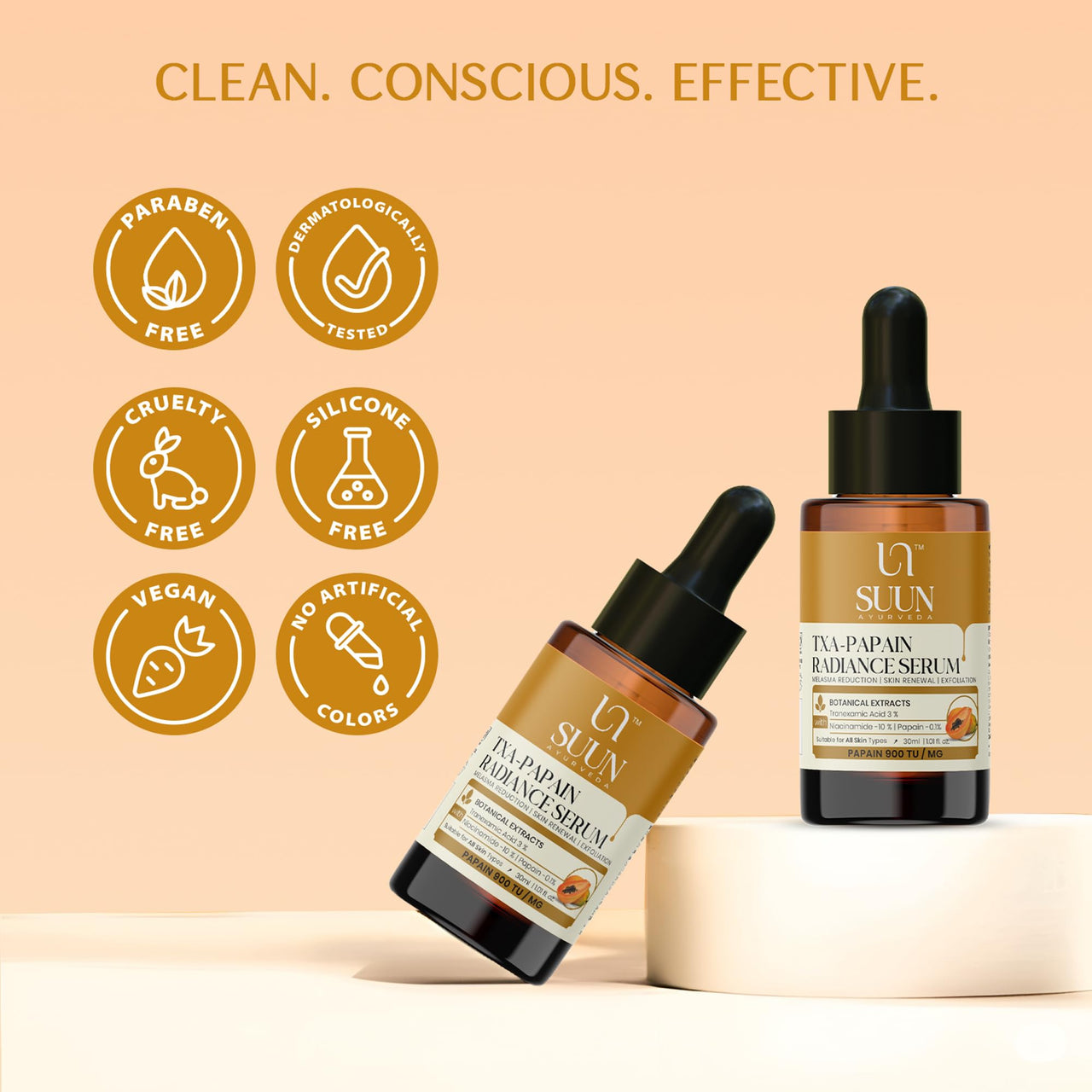 Suun TXA Pigmentation & Dark Spots Serum with 3% Tranexamic Acid + 10% Niacinamide + 2% Vitamin C | Brightening & Clearer Skin | Helps Reduce Dark Spots, Acne Marks & Melasma | Lightweight Serum for Men & Women I 30 ml