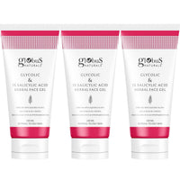 Globus Naturals Glycolic & 1% Salicylic Acid Herbal Anti Acne Face Gel, Enriched with Liquorice & Oats, Anti Acne & Oil Control, Reduces Dark spots & Hyperpigmentation,100 ml Pack Of 3