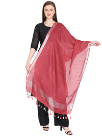 THE WEAVE TRAVELLER Women's  Solid Cotton Blend Dupatta