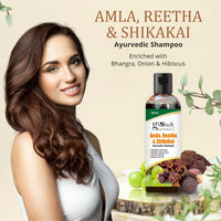 Globus Naturals Amla Reetha Shikakai Shampoo - Natural & Mild Cleanser for Healthy Hair and Scalp, Suitable for All Types, Set of 5, 100 ml