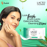 Lacto Calamine Daily Cleansing Facial Wipes 25N Each - Pack of 4 | Wet Wipes for Face with Aloe Vera, Cucumber & Vitamin E | Makeup Remover Wipes| Hydrating,Refreshing, Soothing|Paraben & Alcohol Free