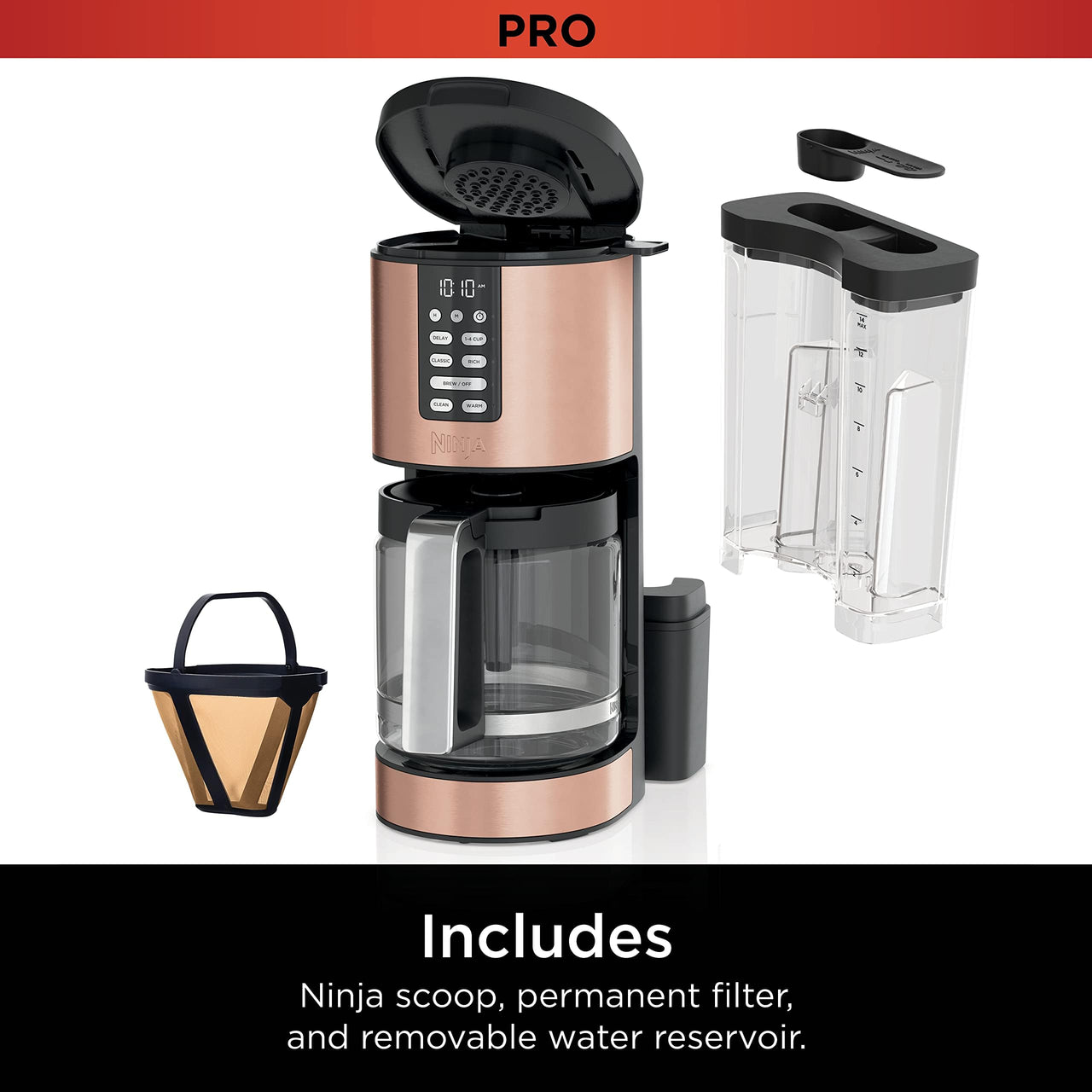 Ninja Programmable XL 14-Cup Coffee Maker PRO, 14-Cup Glass Carafe, Freshness Timer, with Permanent Filter, Black Stainless Steel, DCM201BK