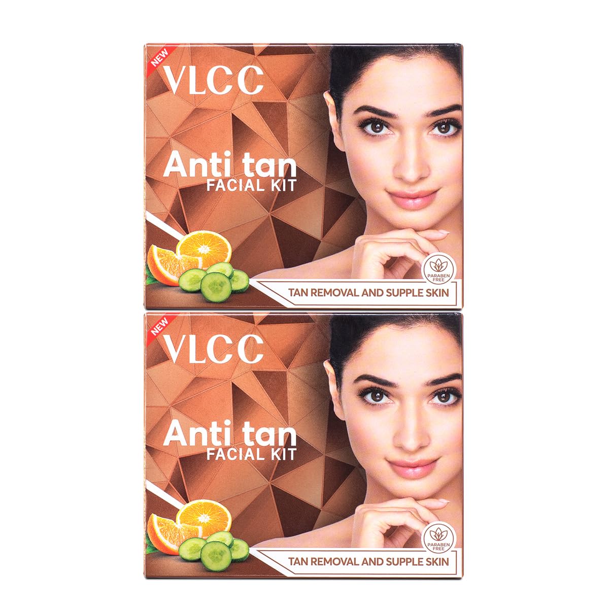 VLCC Anti Tan Facial Kit - 60g X 2 (Pack of 2) | Power of 25 Vital Ingredients | Fights Sun Tan, Dark Spots, and Sun Spots | Even Nourishes and Protects Skin from UV Rays.