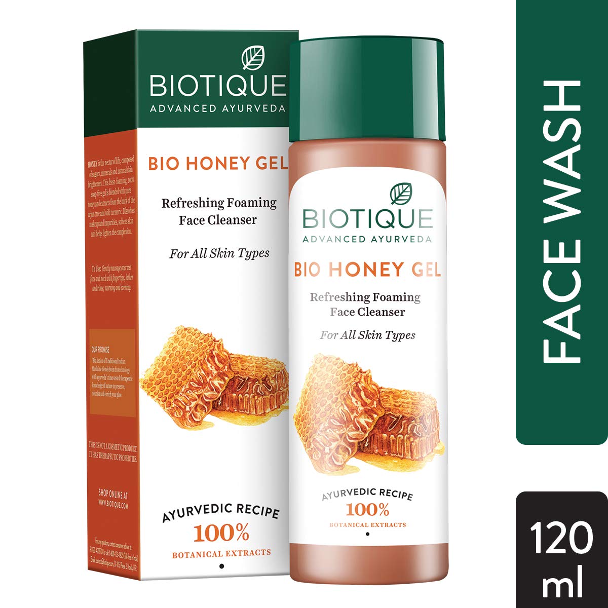 Biotique Bio Seaweed Revitalizing Anti Fatigue Eye Gel, 15g And Biotique Bio Honey Gel Refreshing Foaming Face Cleanser, 120ml