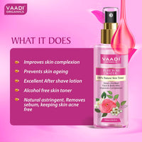 VAADI HERBALS Rose Water For Healthy&Hydrated Skin-100% Natural&Pure Rose Water Reduces Skin Redness,Itchiness And Inflamation Improves Skin Complexion Prevents Skin Ageing Alcohol Free-250Ml