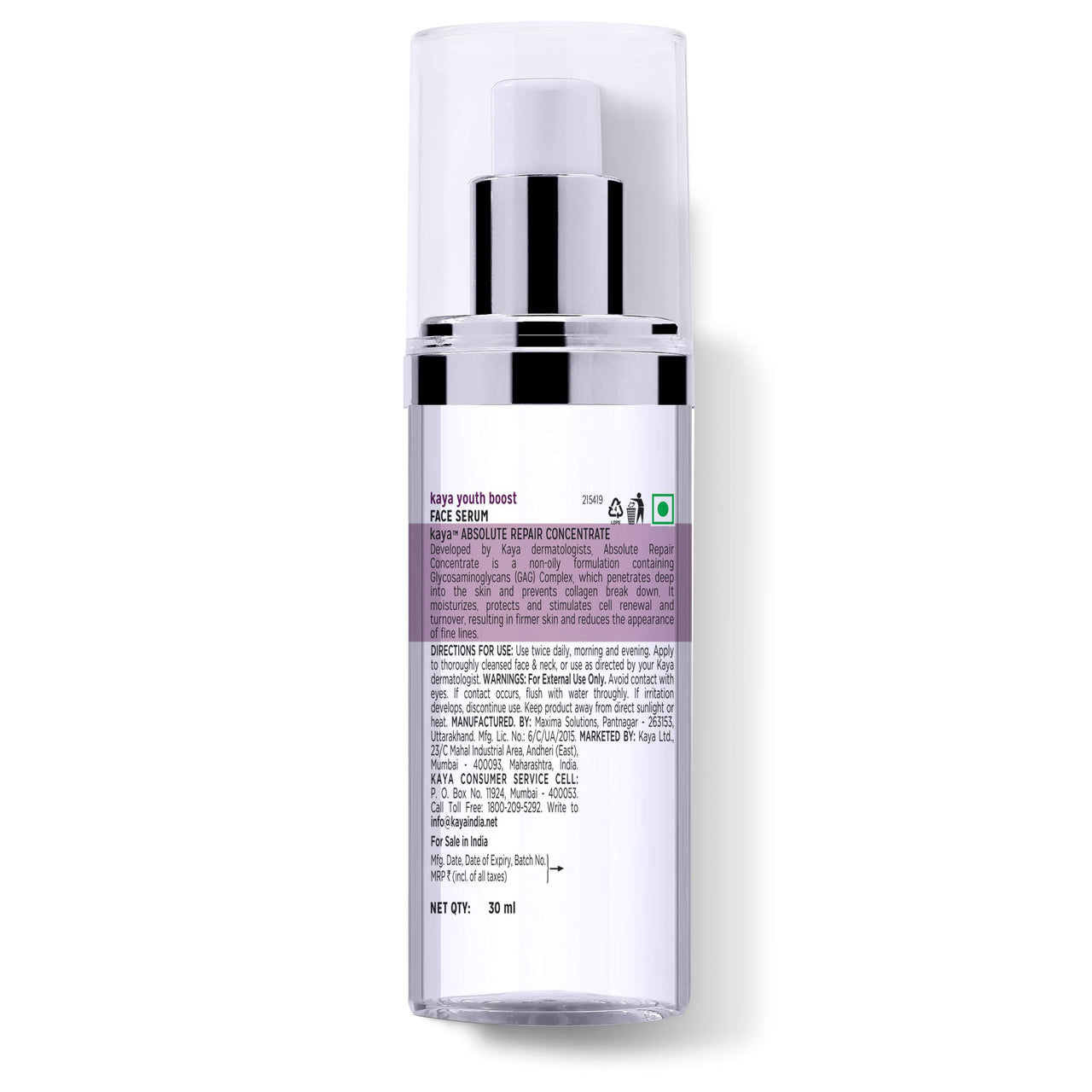 Kaya Absolute Repair Concentrate | Anti-Ageing Serum | Reduces Fine Lines & Wrinkles | Makes Skin Tight | Face Serum | All Skin Types | 30ml