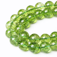 8mm 45pcs Natural Green Peridot Crystal Quartz Beads for Jewelry Making Round Loose Beads DIY Bracelet Necklace Accessories Energy Healing Power Stone Beads 8mm