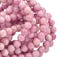 100Pcs Natural Crystal Beads Stone Gemstone Round Loose Energy Healing Beads with Free Crystal Stretch Cord for Jewelry Making (Rhodochrosite, 8MM) Rhodochrosite