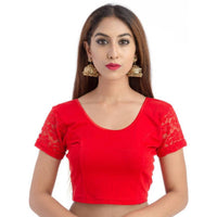 Fressia Fabrics Women's  Cotton Solid 3/4 Sleeve Saree Blouse
