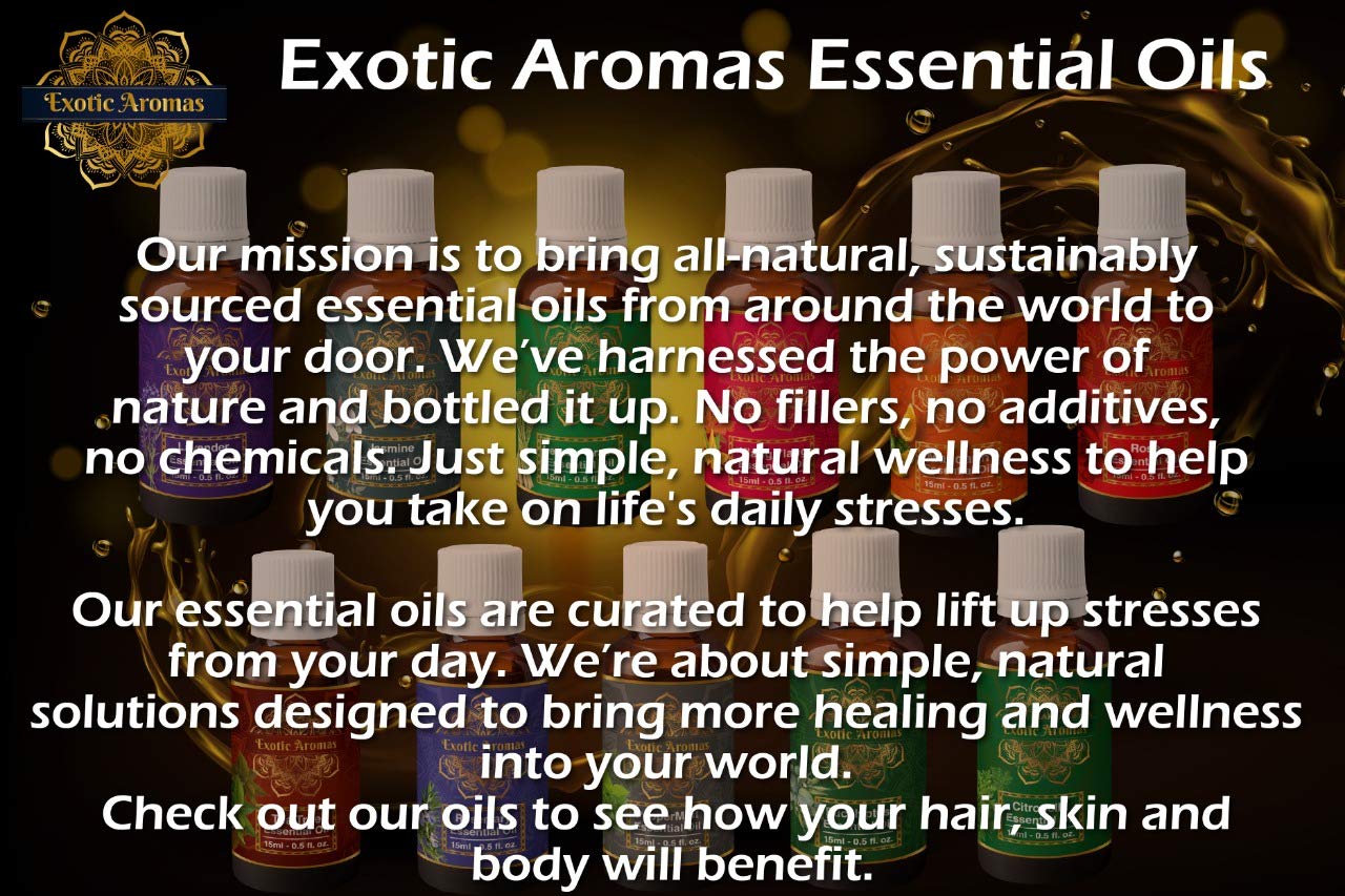 Exotic Aromas Lemongrass Essential Oil for Aroma Therapy, Stress Relief, Hair, Skin & Sleep, 100 M